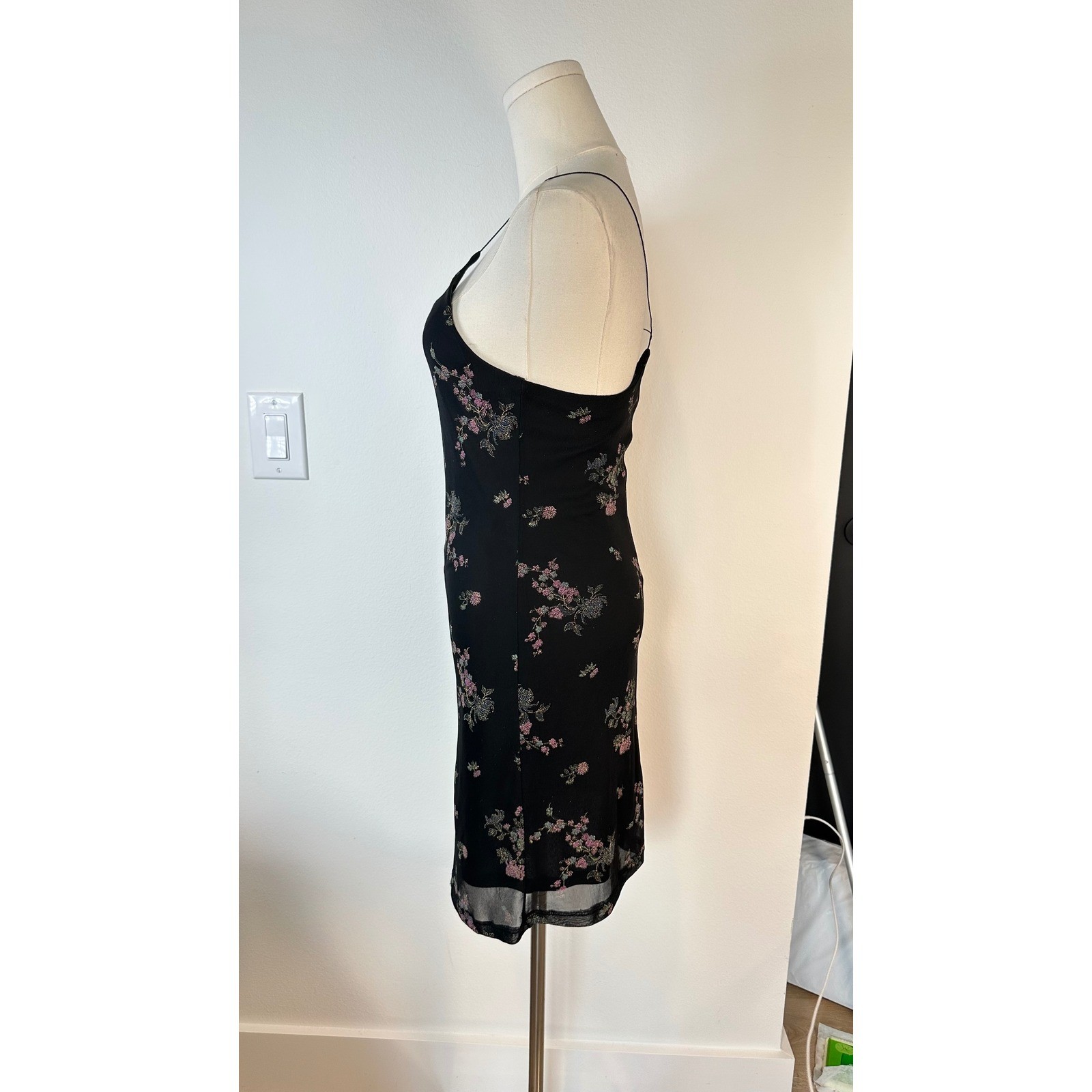 Vintage 90s Cottura Slip Dress Womens M Goth Grunge Witchcore Mesh Made in USA