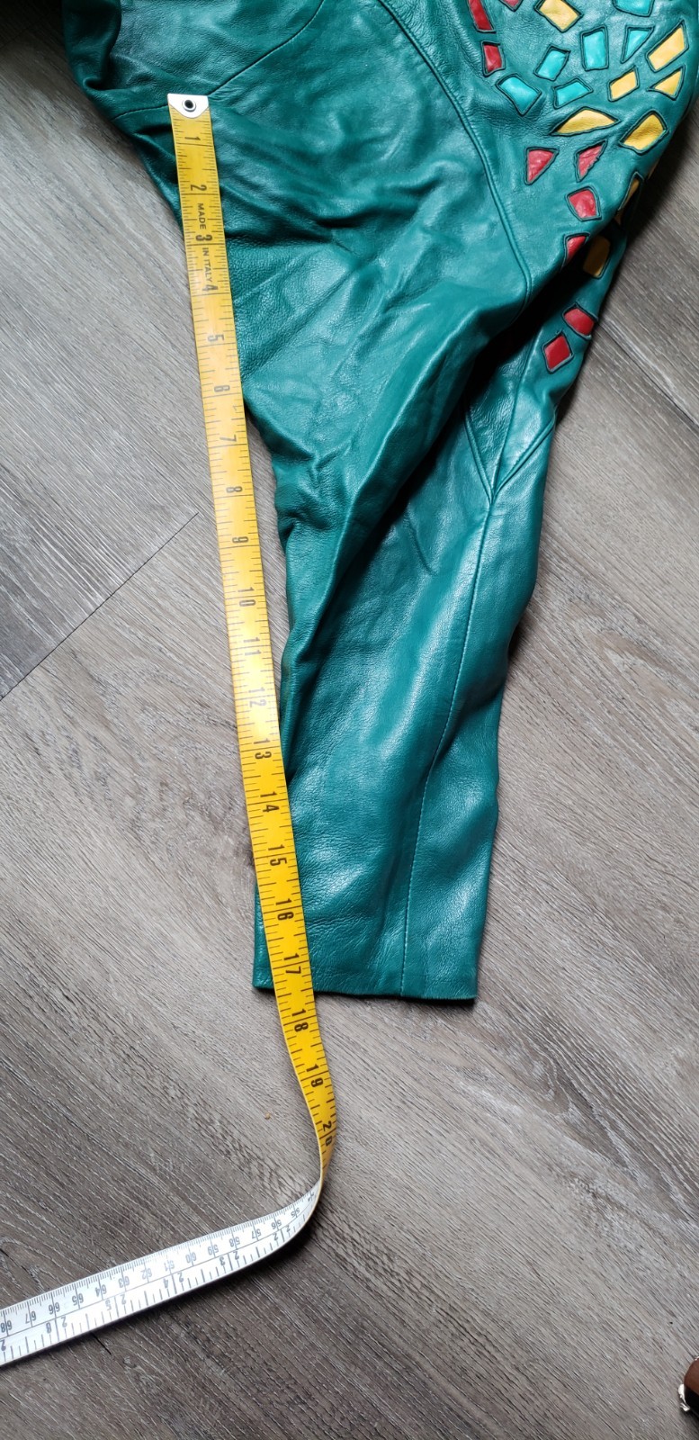 VTG 80s Jean Claude Jitrois Green Leather Jacket Sz 42 Designer Art FLAWS