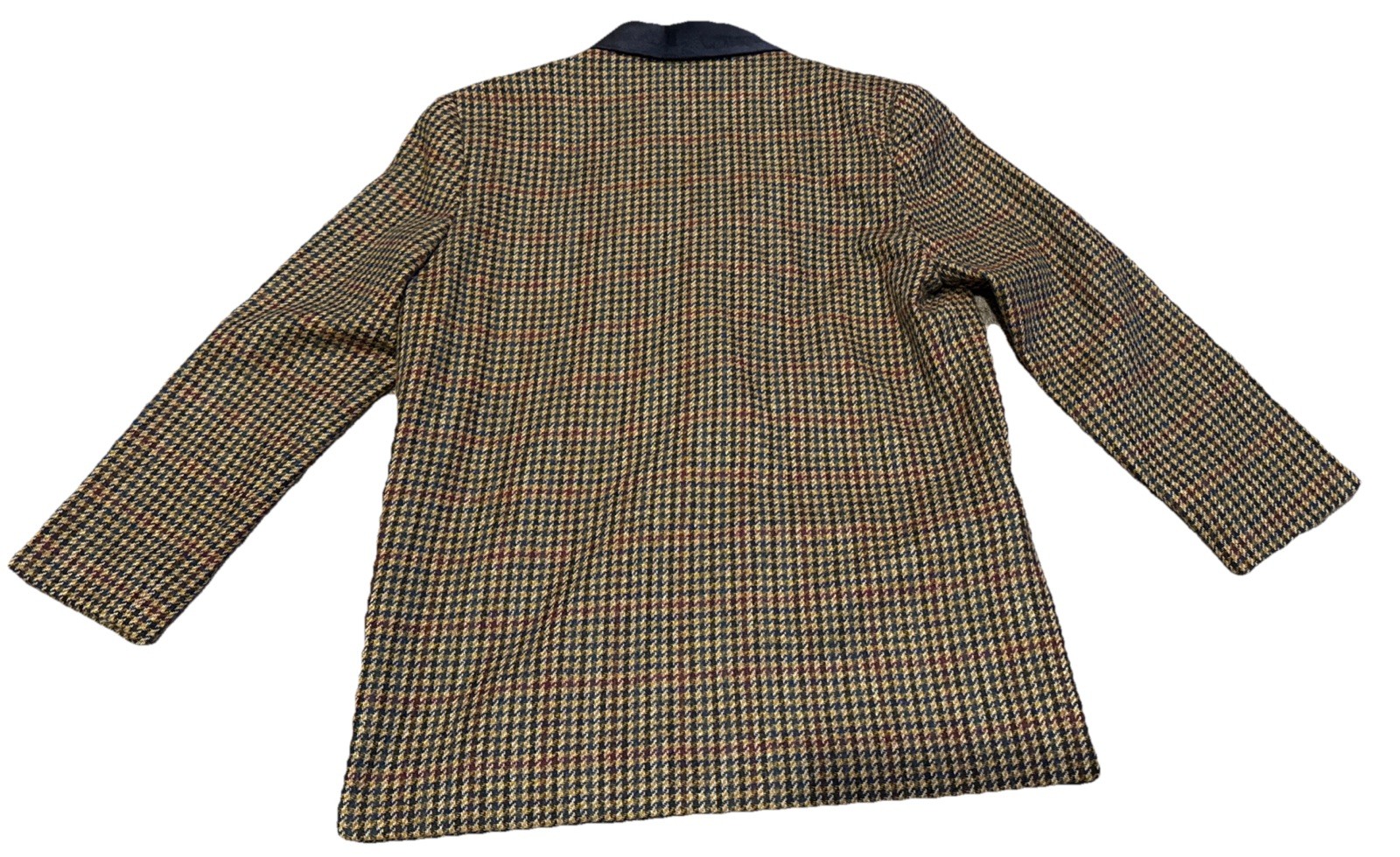 Vtg International Scene Wool Blazer Houndstooth Suede Collar Womens 10 Russia