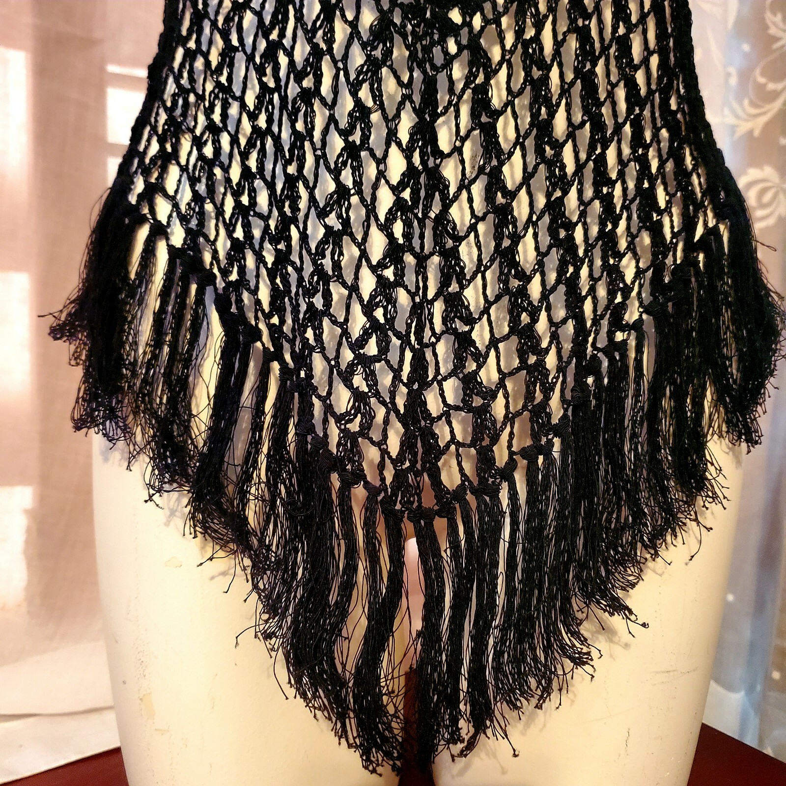 VTG Victorias Secret Cami Fringe Crochet Chemise Wicked Sexy Black New Tag Large