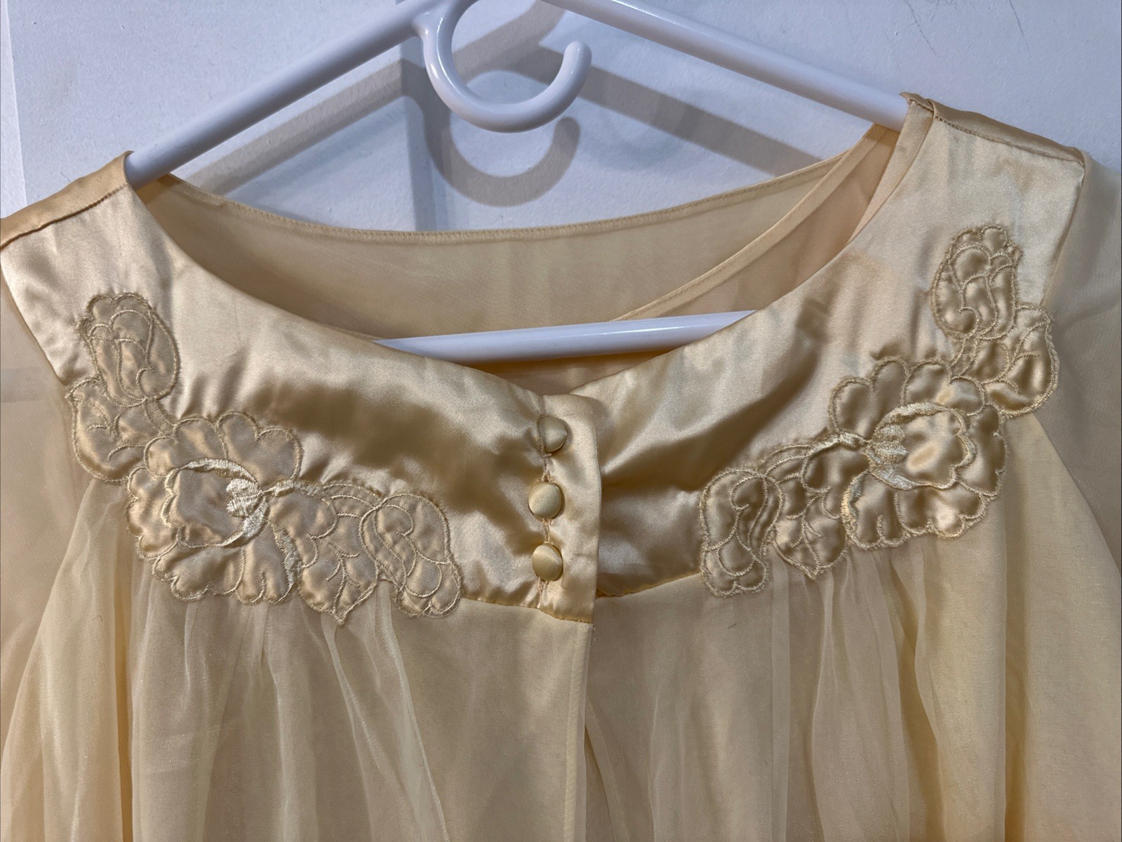 Vtg Gossard Artemis Yellow Chiffon Nightgown & Robe Set Peignor M Style 1101
