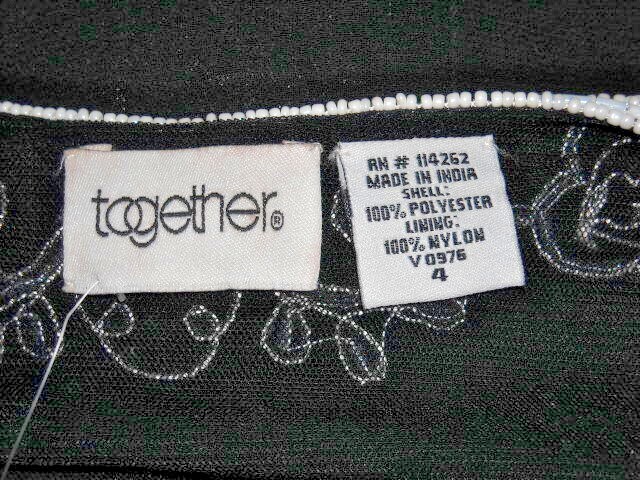 Vintage NWT Sheer Black White Beaded Long Open Top Size 4 Together (Spiegel)