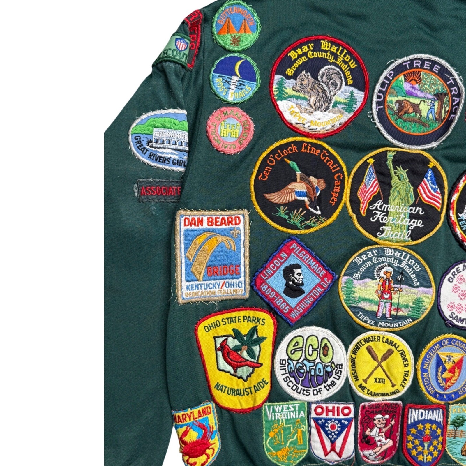 Vintage 1970s Girl Scouts Patch Zip Hoodie Green Rare Collector 50+ Patches