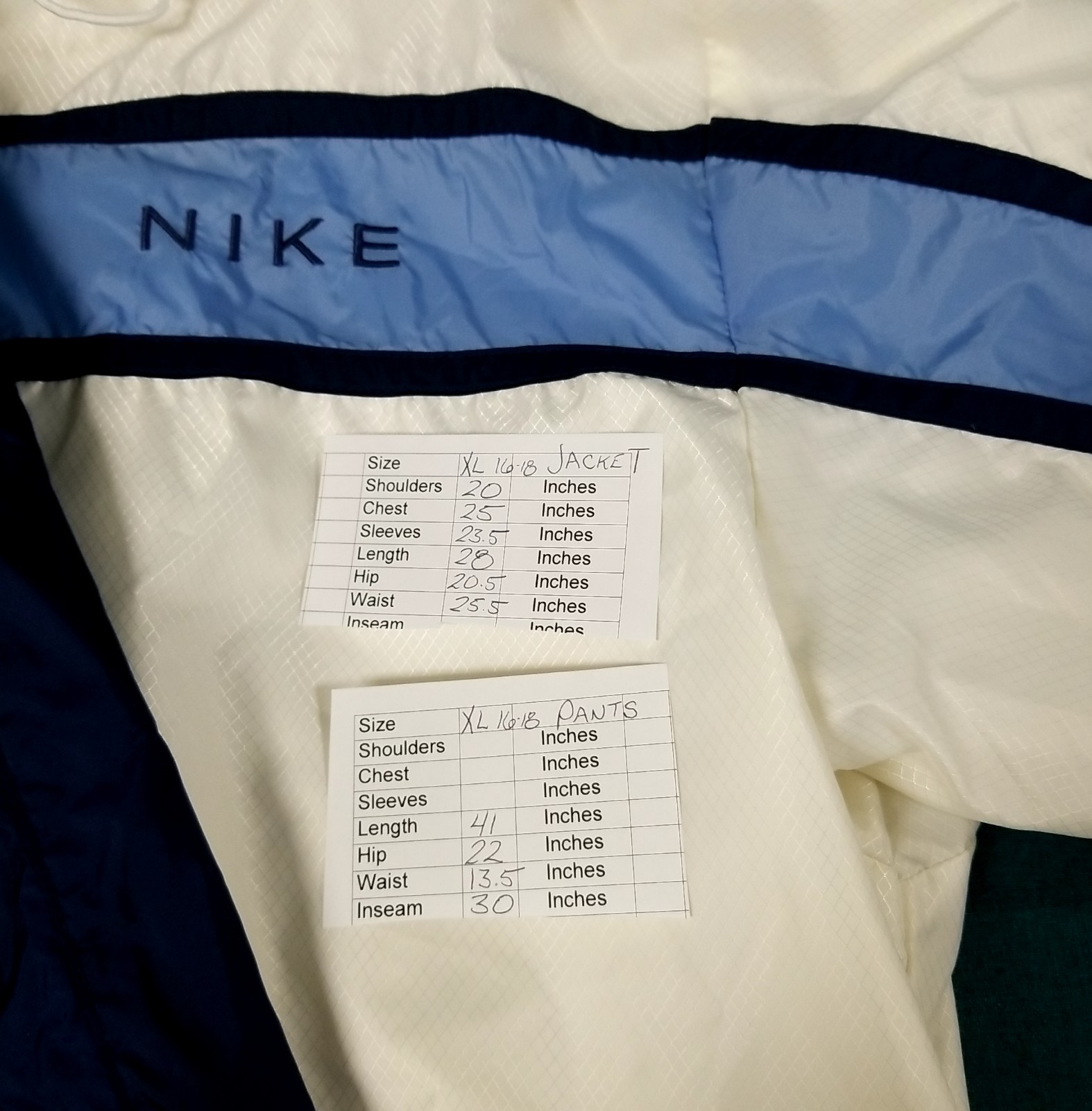 VTG 90s/Y2K Nike Blue White Windbreaker Tracksuit Jacket & Pants Women’s XL