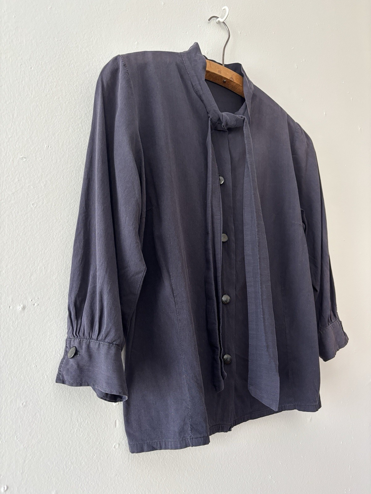 Vintage 1950s Softest Cotton Gabardine Button Down Secretary Blouse