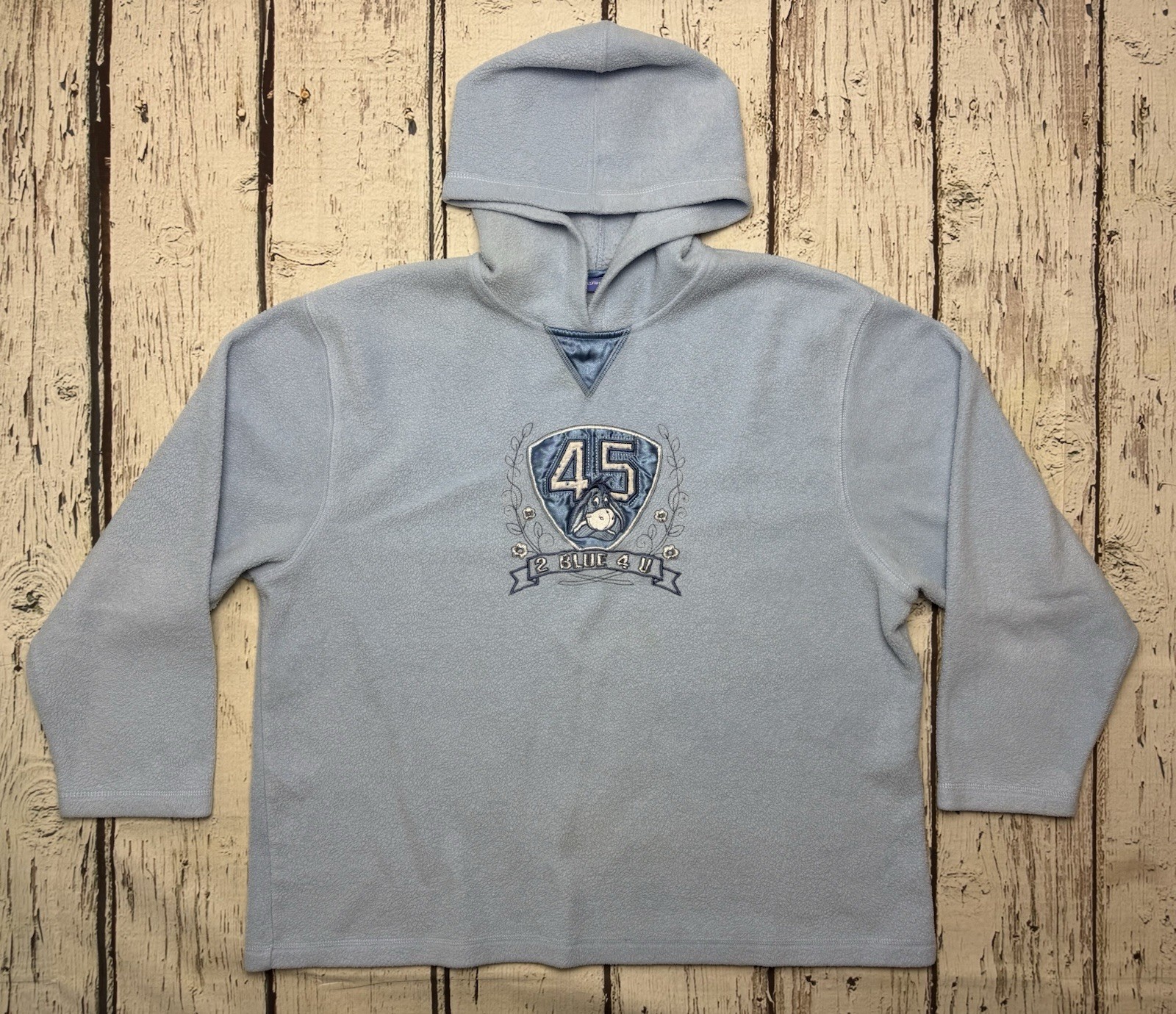 VTG 2 Blue 4 U Eeyore 45 Light Blue Fleece Women’s Hoodie Sweatshirt – Sz L