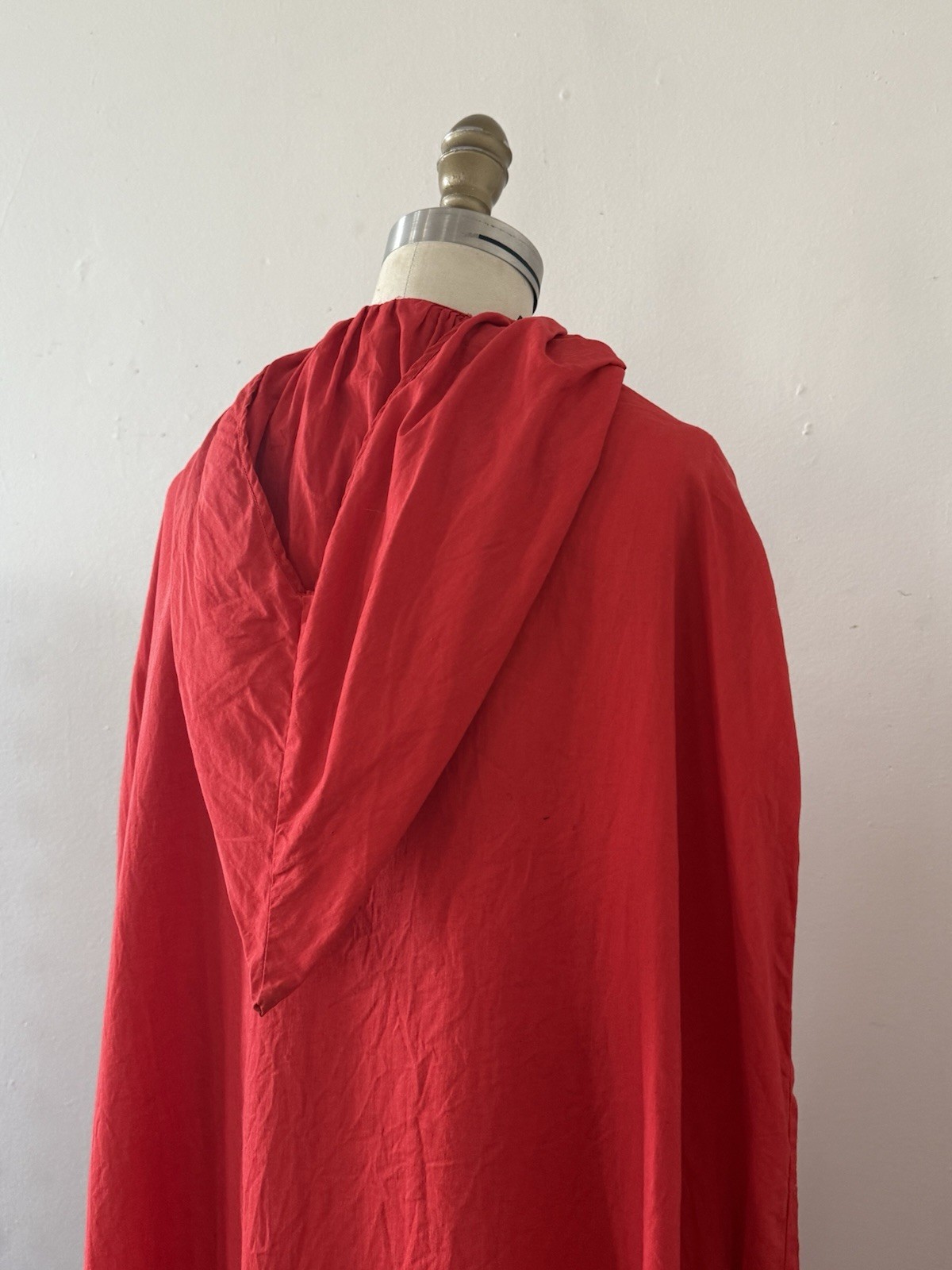 1930s Cherry Red Hooded Cape Pointed Hood Art Deco Rhinestone Clasp Fairy Tale