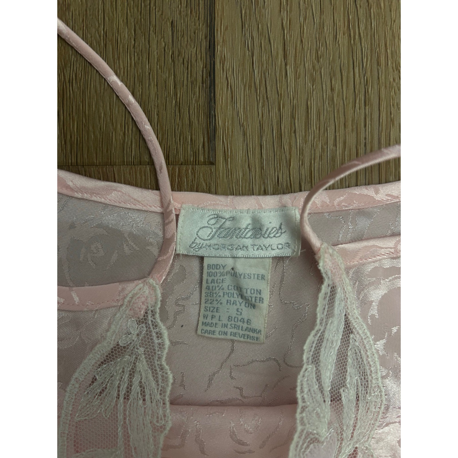 Vintage baby pink Floral Satin Lace Camisole Top Small Sexy