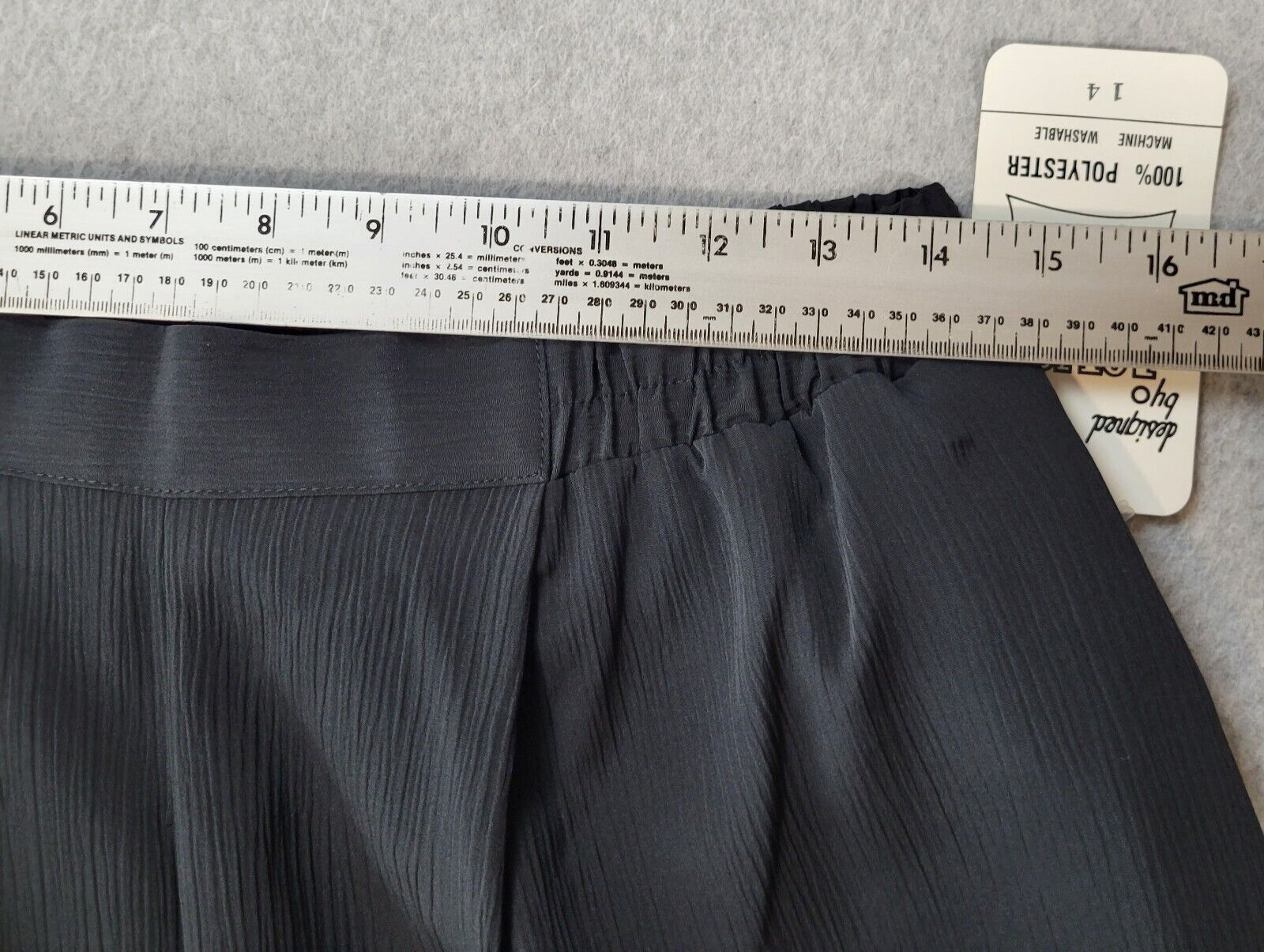 Vintage JG Collection Joyce Pants Polyester Pleated Pull On Womens 14 Black NWT