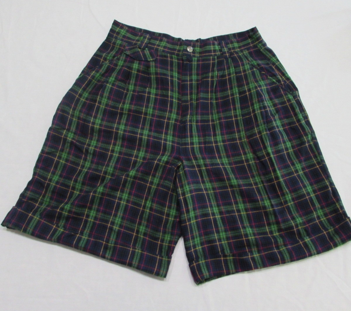 Chaus Sport Tartan Plaid High Waist Shorts Women’s Size 14 Petite Vintage 90’s