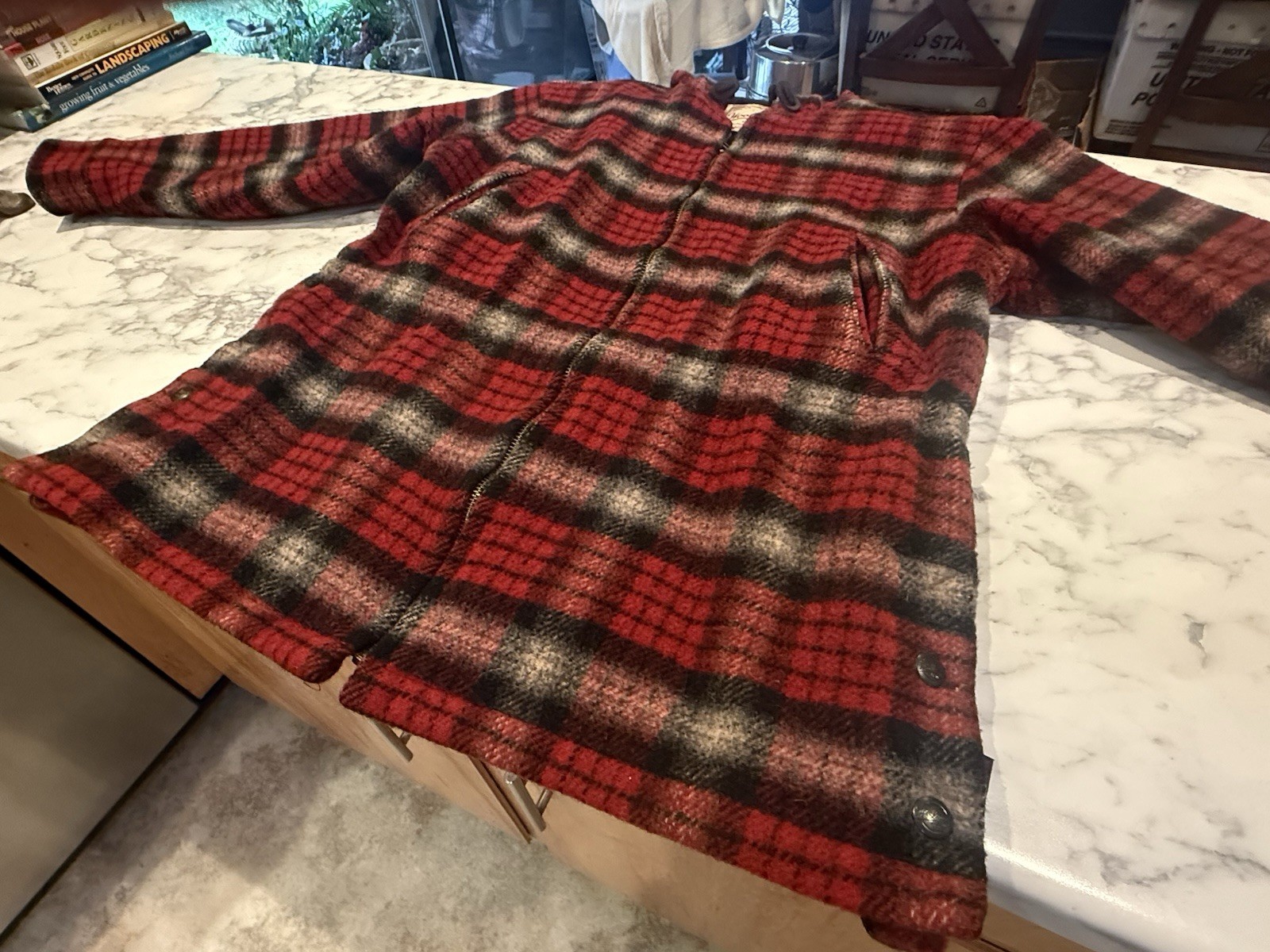 Vintage Woolrich Red Plaid Coat 44 Chest Chore Work Casual Jacket Womens M Men S