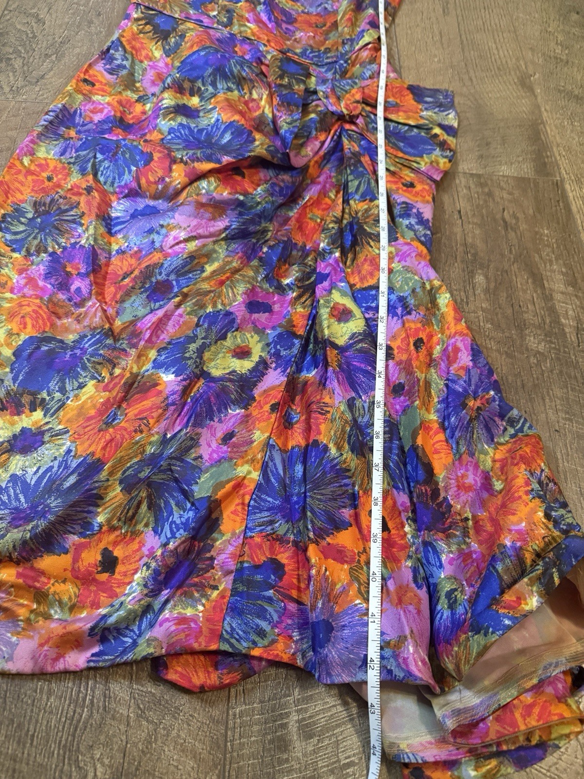 Gorgeous 1950s VTG Satin Floral Sarong Dress Designer Mr. Blackwell Sz XS/S