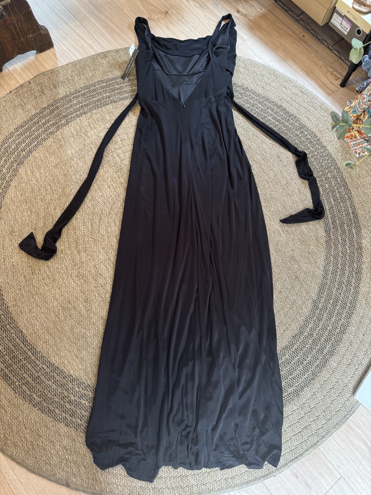 Vintage NWT David Meister Black Cowl Neck Maxi Dress Evening Gown Sleeveless
