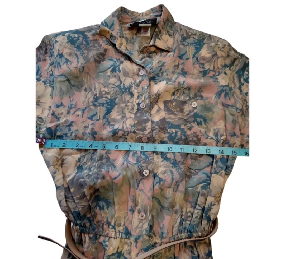 VTG 80s Donna Morgan For Non Stop Floral Drop Waist Midi Dress ILGWU USA Made 3/