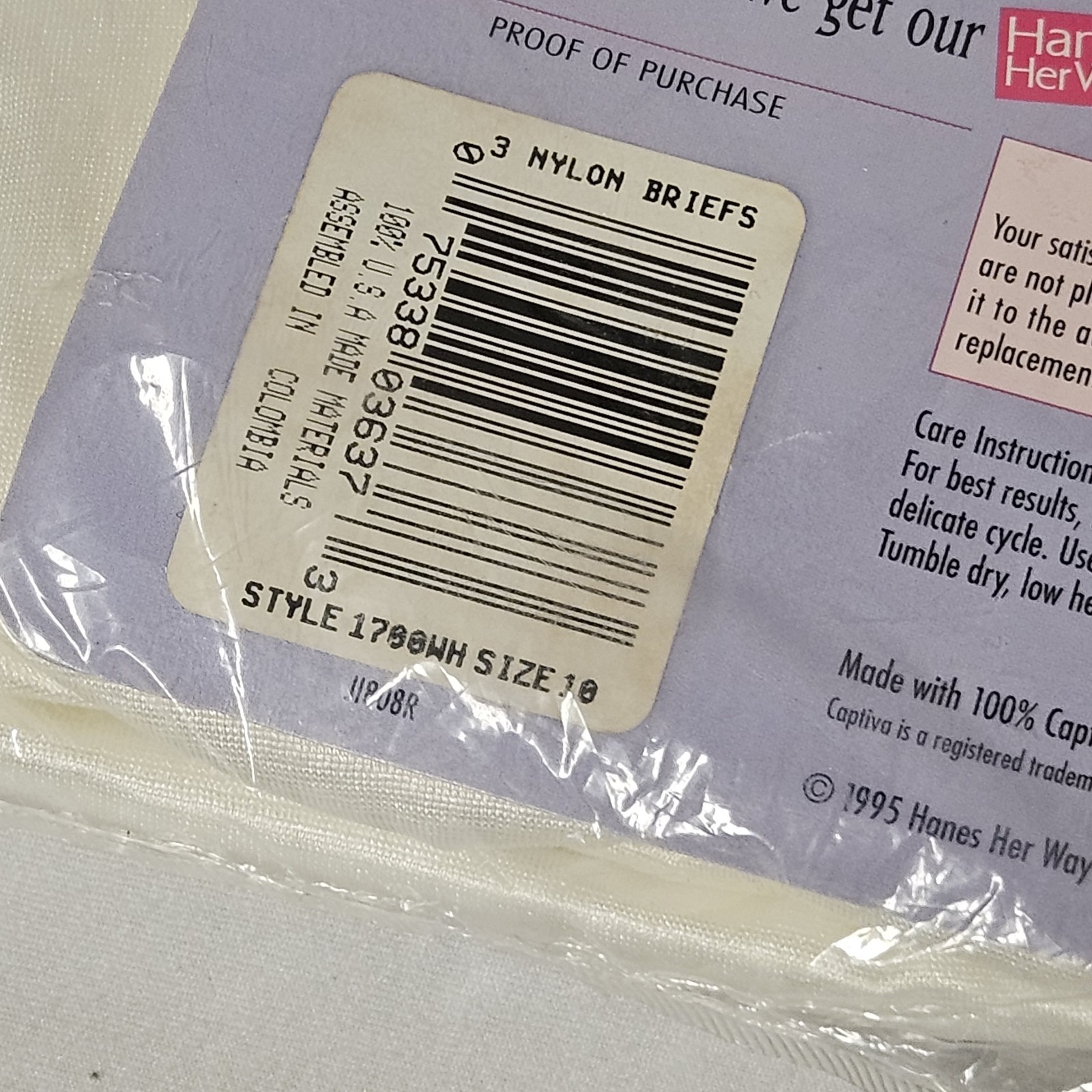 Vintage 1995 Hanes Her Way 3 Pair Nylon Panties Briefs Size 10