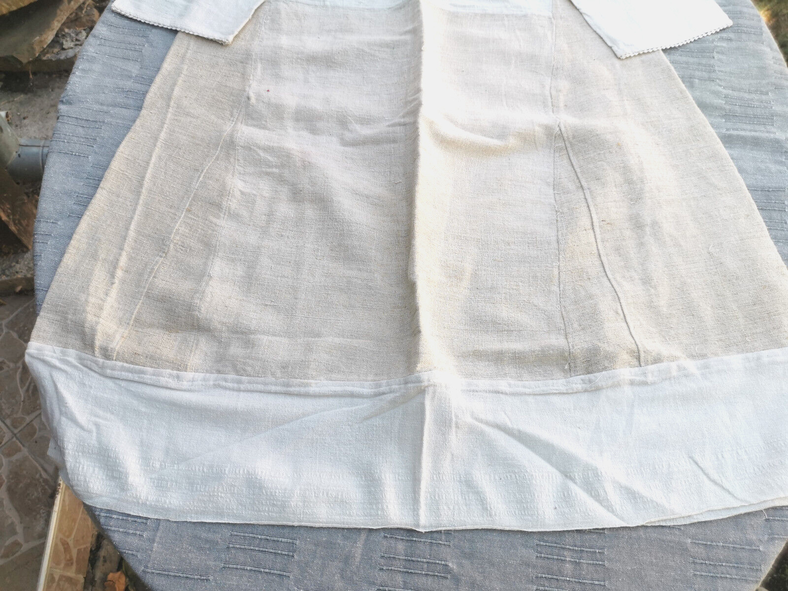 OLD PRIMITIVE WOMENs LONG WHITE SHIRT HOMESPUN FABRIC HEMP CLOTH