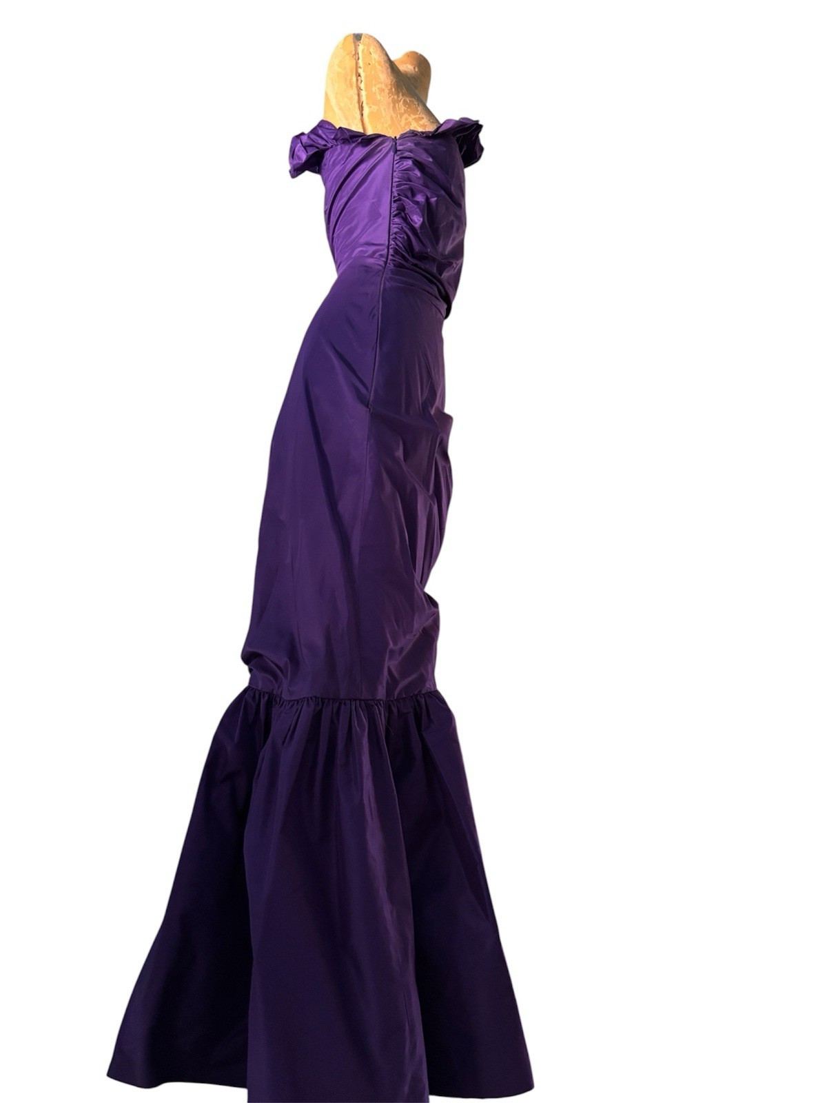 MIGNON Deep Purple 100% Silk Vavavoom One Shoulder Formal Dress 1980s