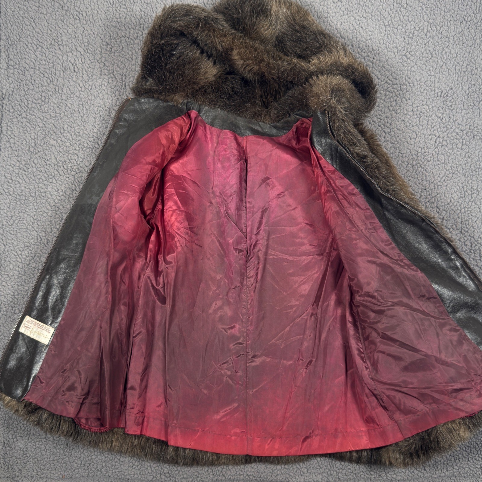 Vintage Sears Fashions Faux Fur Coat Womens 18 Hooded Jacket Brown Talon Zip 70s