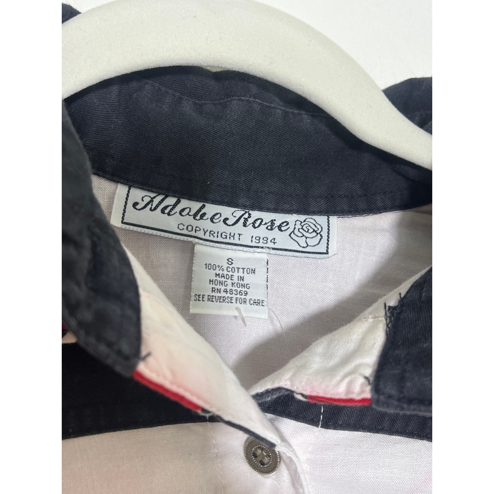 Adobe Rose Vintage 1994 Western Colorblock Button Down Shirt Red White Black