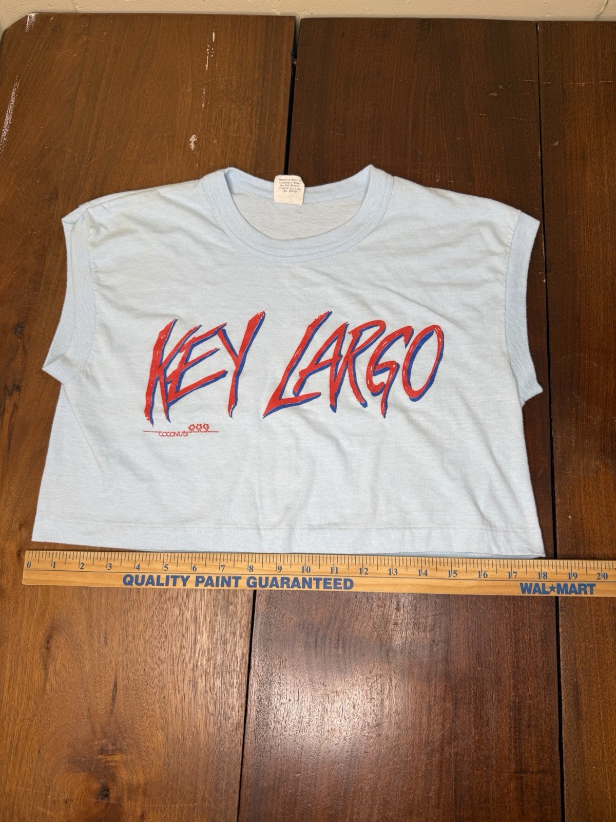 KEY LARGO COCONUTS VTG TSHIRT CROP TOP 80’s WEEKEND AT BERNIES SIZE L USA RARE