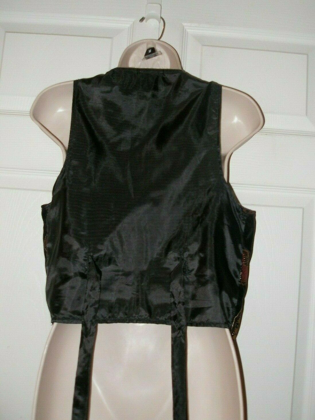 TR Bentley Vintage Small Velvet Black Vest Gold Metallic Circular Decals