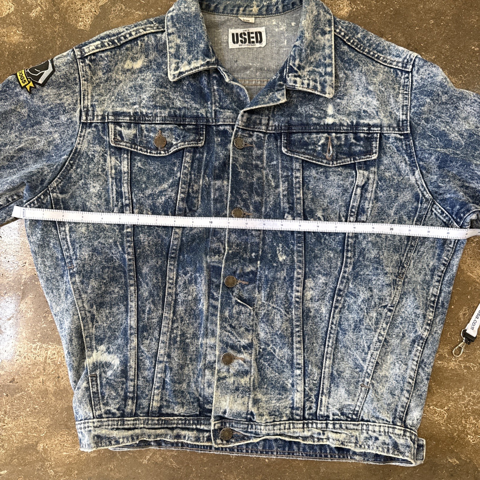 GET USED by ELIE Denim Jean Jacket VTG 90s Acid Wash Patchwork Medium