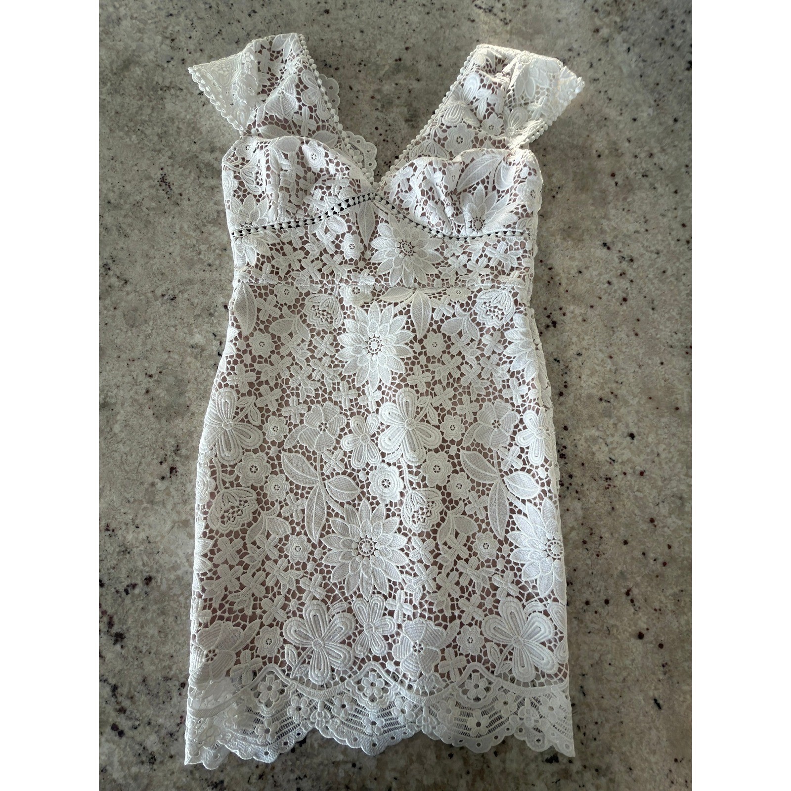 Generation Love Julie Lace Dress White Beige XS NWT Floral Guipure Mini Dress