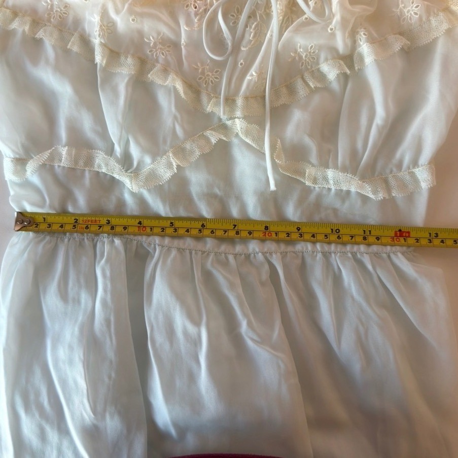 Vintage Godfried Blue Nylon Peignoir Set Embroidered Sheer Maxi Sz 34 Ethereal