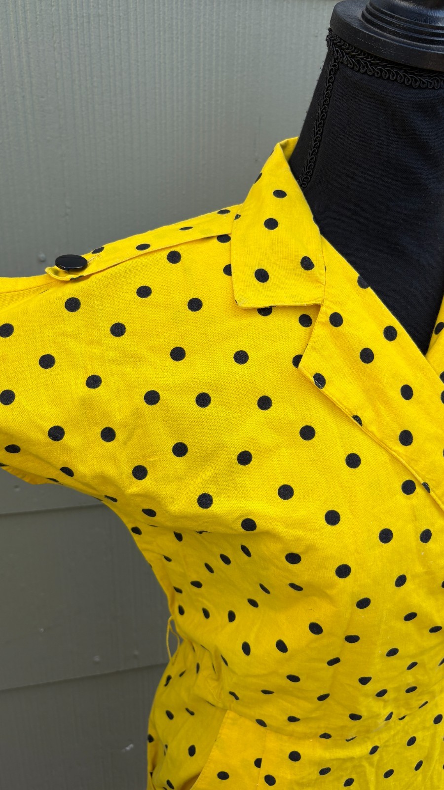 vtg 70s 80s New Wave Rockabilly Clowncore Polka Dot Short Sleeve Wrap Dress