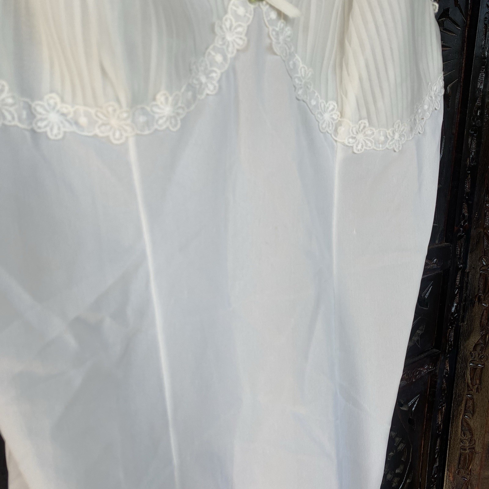 VTG Ivory Lace Mini Nightgown Slip Dress Womens S Ruffle Boudoir Cami Coquette