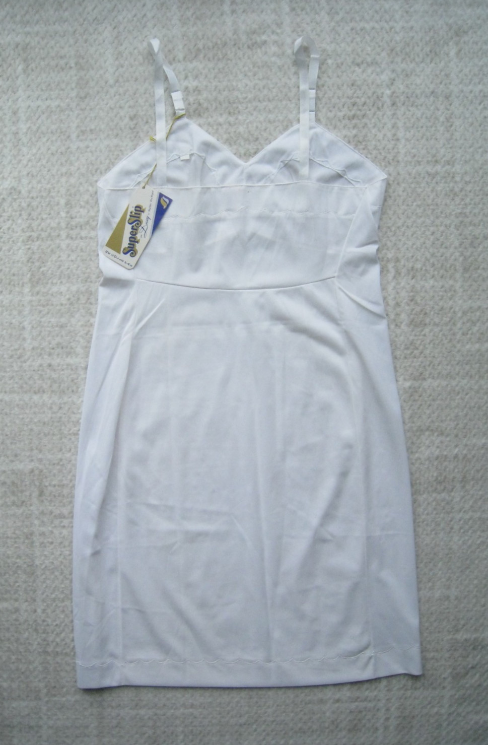 Vtg Super Slip by Dorsay Slip Dress Sz 36 White Du Pont Nylon New NOS READ