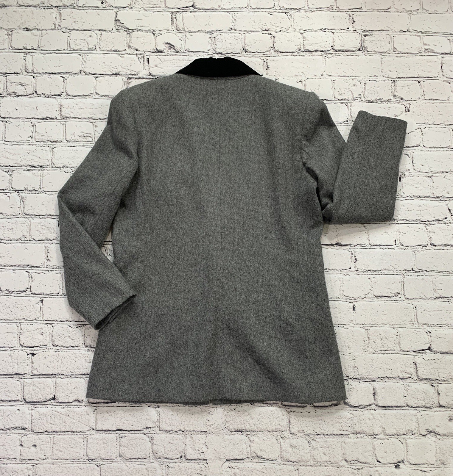 VTG Sasson Women’s Size 8/9 Wool Blend Gray Blazer One Button & Single Breasted