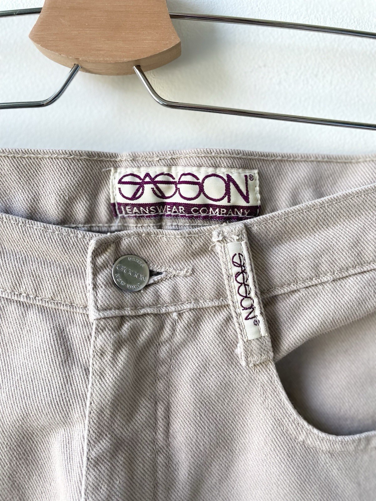 Vintage 28 X 30 Jeans Wide Leg High Waist 80s 90s Taupe Stone Sasson VGUC