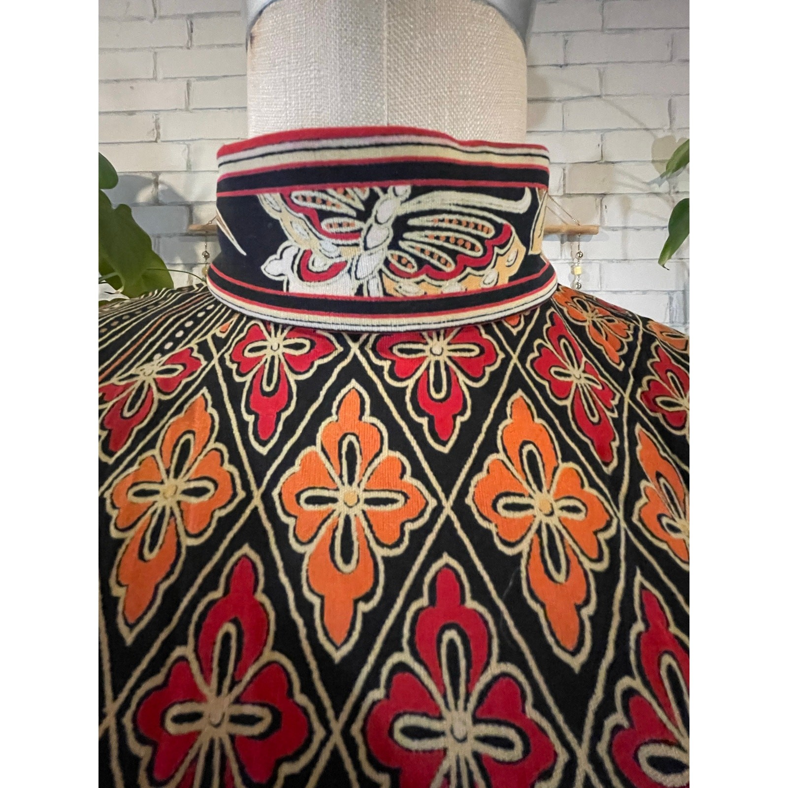 Vintage 1970s Leonard Paris Silk Mikado Cancan Batik Maxi Dress
