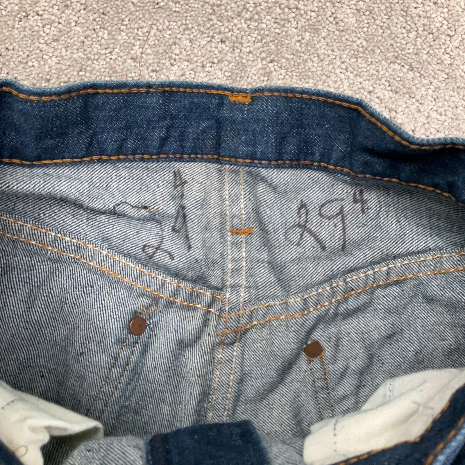 Vintage Dee Cee Jeans Womens 26W 34L Blue High Rise Embroidered Straight Leg