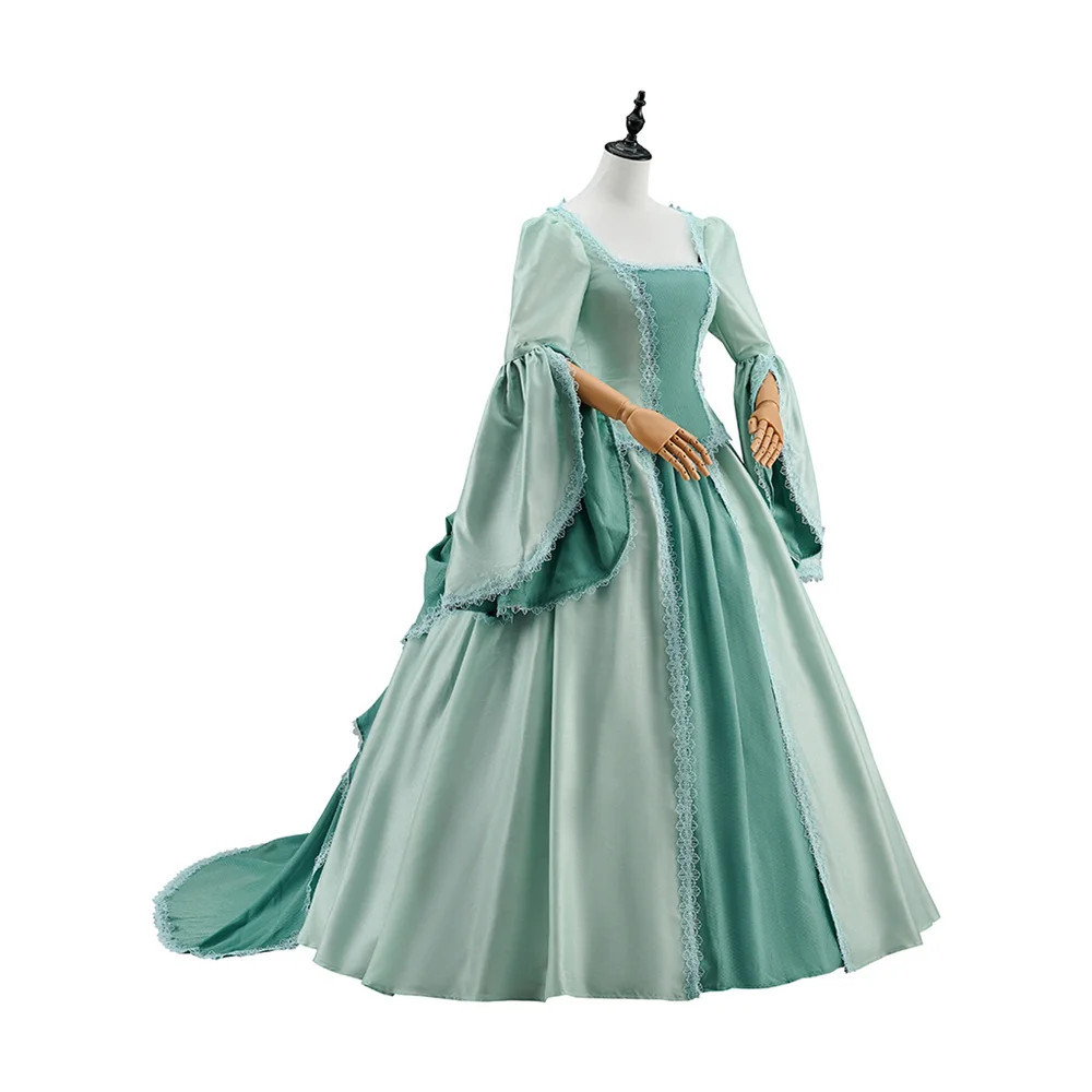 18th Century Victorian Vintage Green Princess Dress Renaissance French Rococo