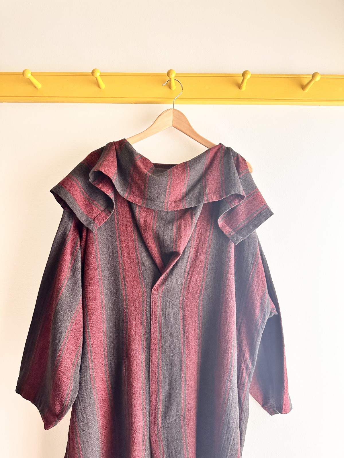 PLANTATION x Issey Miyake vintage 80s bold stripe scarf cowl neck smock dress OS