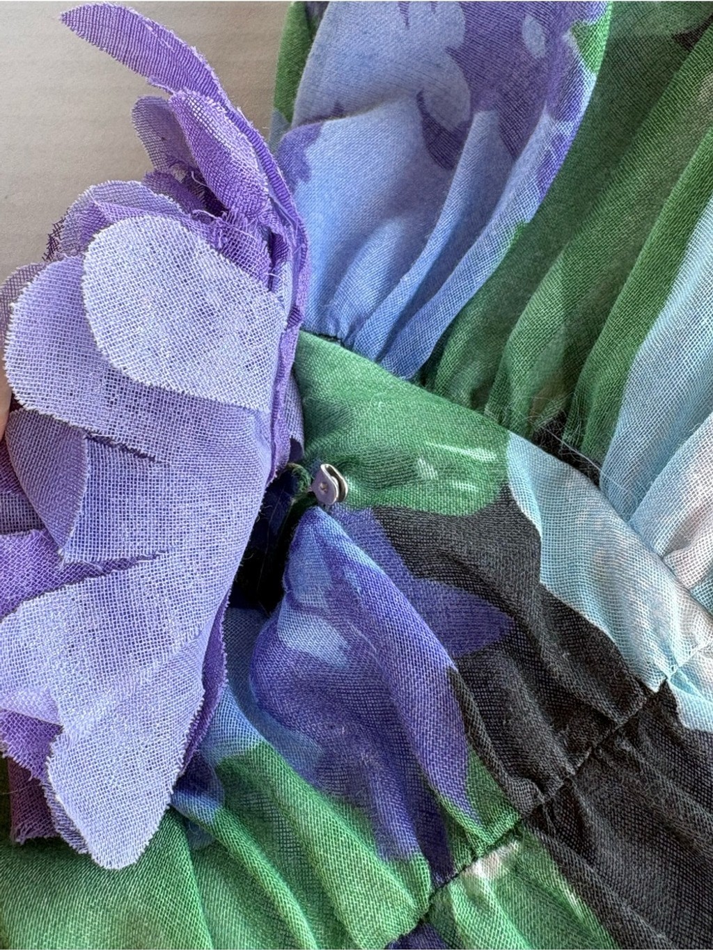 Vintage 80s Floral Chiffon Dress Open Back Fit Flare Party Prom 6 Small