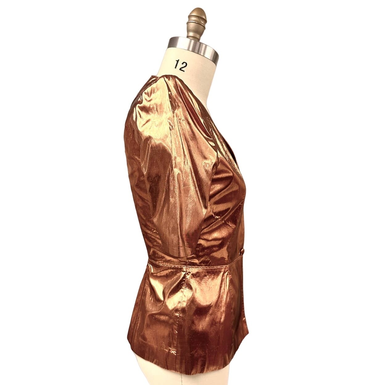 Vintage Trussardi Italy Metallic Copper Peplum Jacket 80s Power Style Sz 42