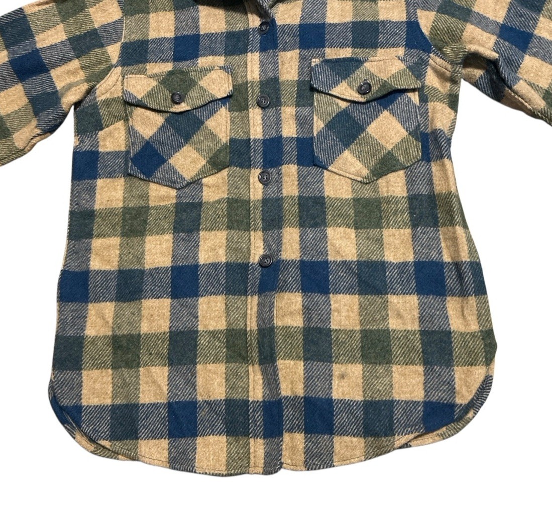 Vintage 60s LL Bean Wool Shirt Women’s 10 Plaid Flannel USA Made Script Logo EUC