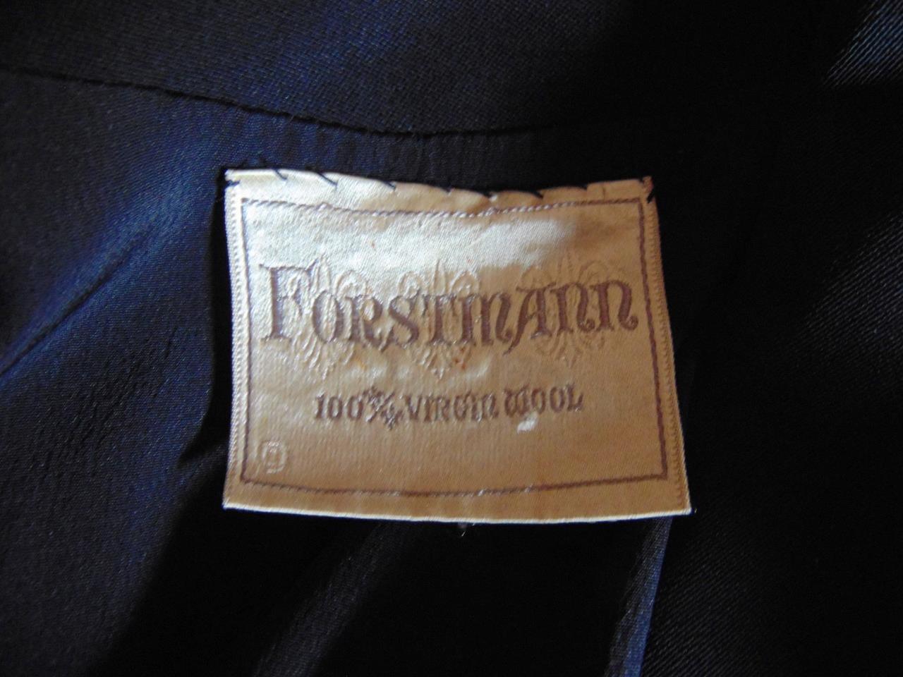 VTG 40s Forstmann Black Gabardine Belted Back Fitted Coat 34W