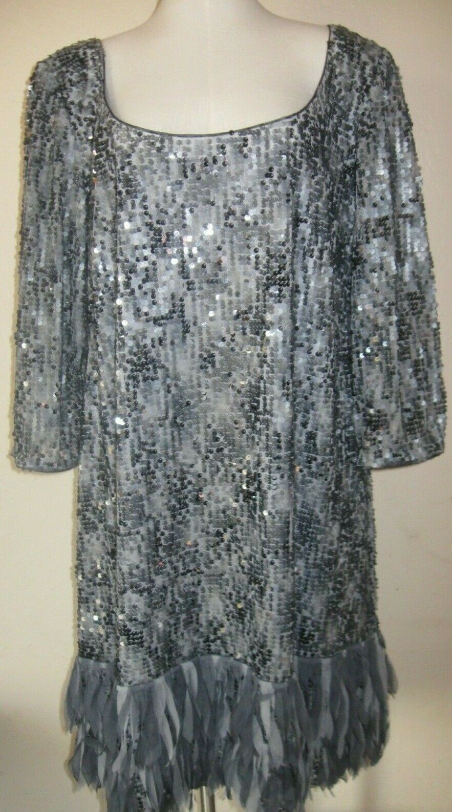 Vintage Silver Sequin Dress Ignite Evening wispy Sparkle Glitzy Dance Dressy 24W