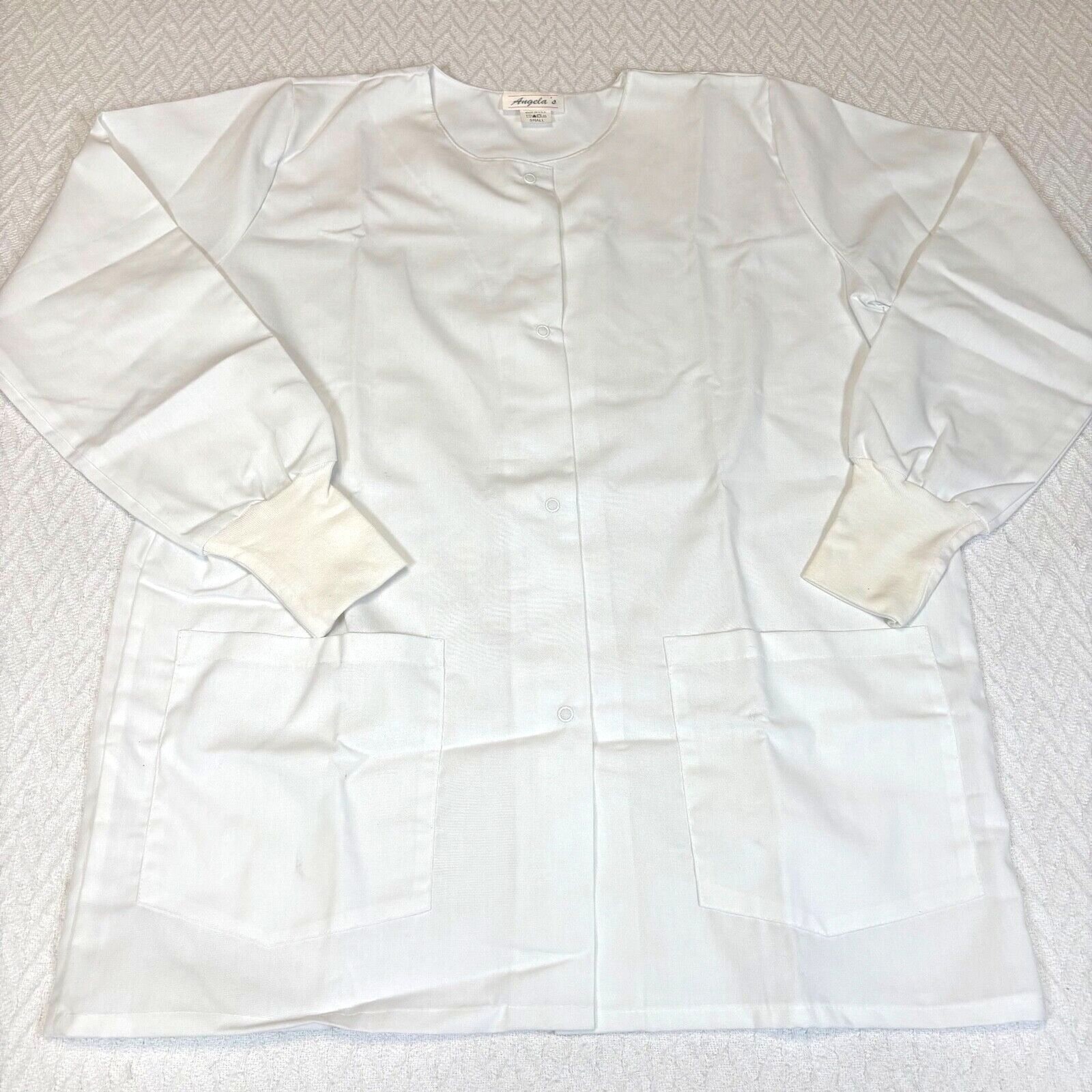 Vintage 80’s WHITE Nurse Waitress Uniform Small Made in USA Angela’s Long Sleeve