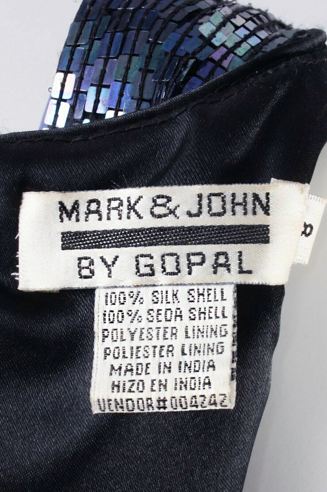M/L Vintage 90s Mark John Gopal SILK Oil Slick Sequin Party Cocktail Mini Dress