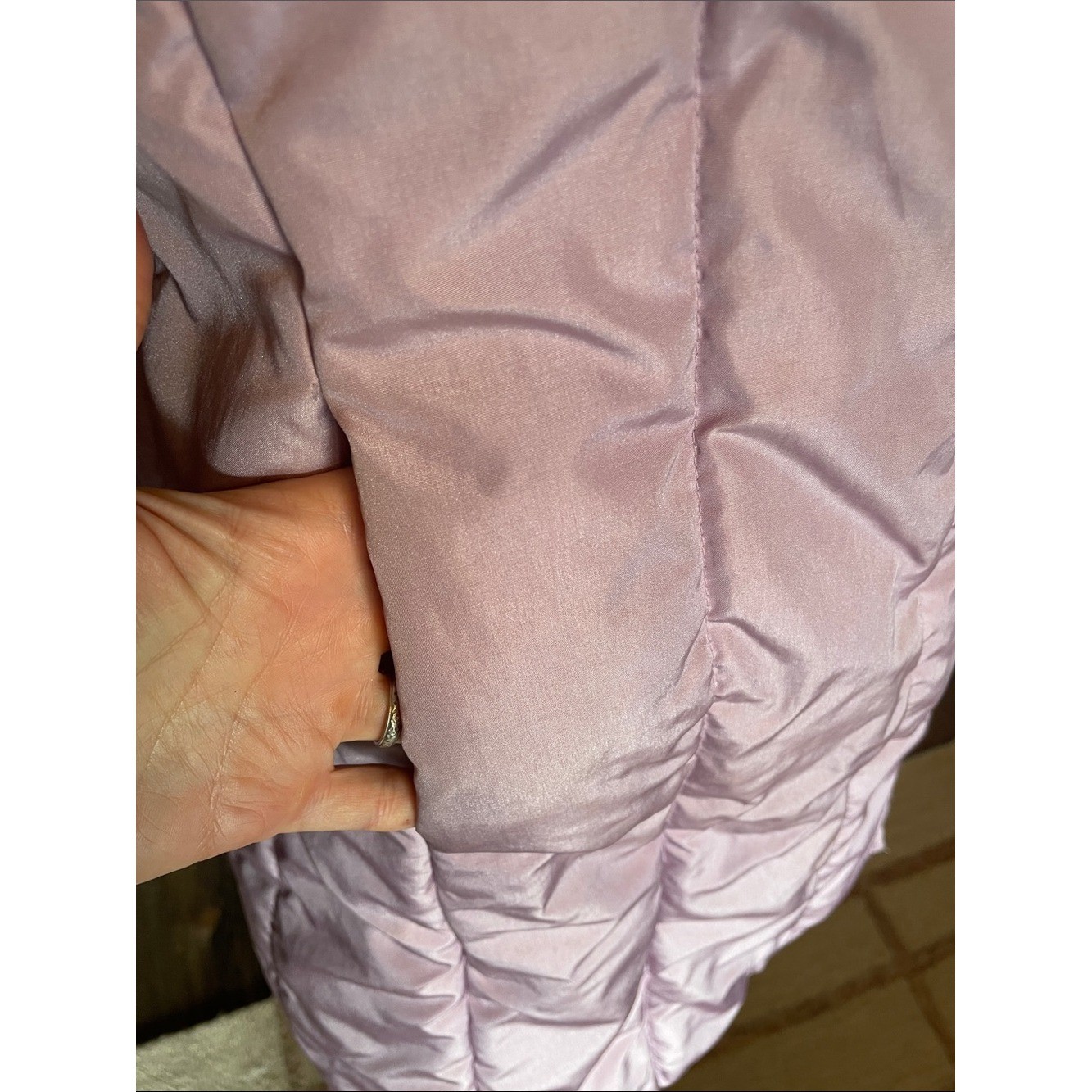 VTG 80s Rothschild Lavender Puffer Coat Asymmetric Colorblock Leg-O-Mutton