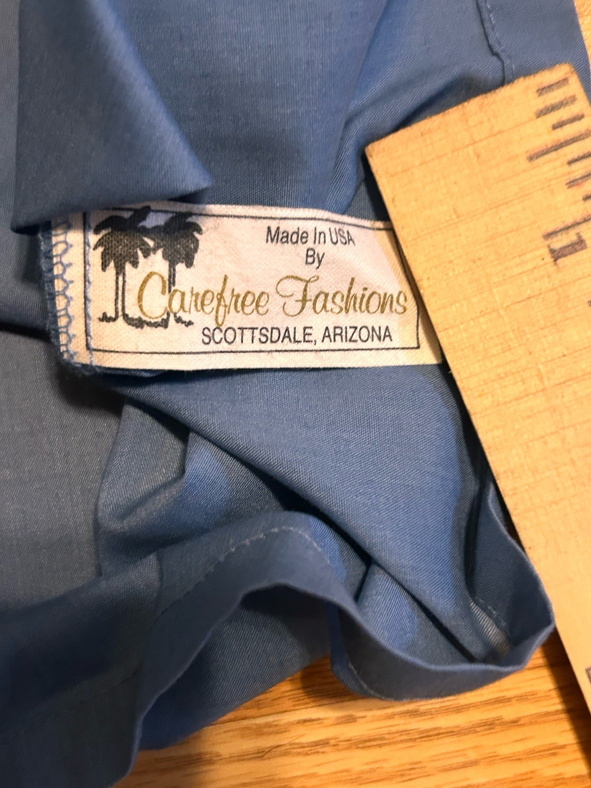 VTG 80s Carefree Fashions Scottsdale Peasant Blue Puff Sleeve Lace Cottagecore L