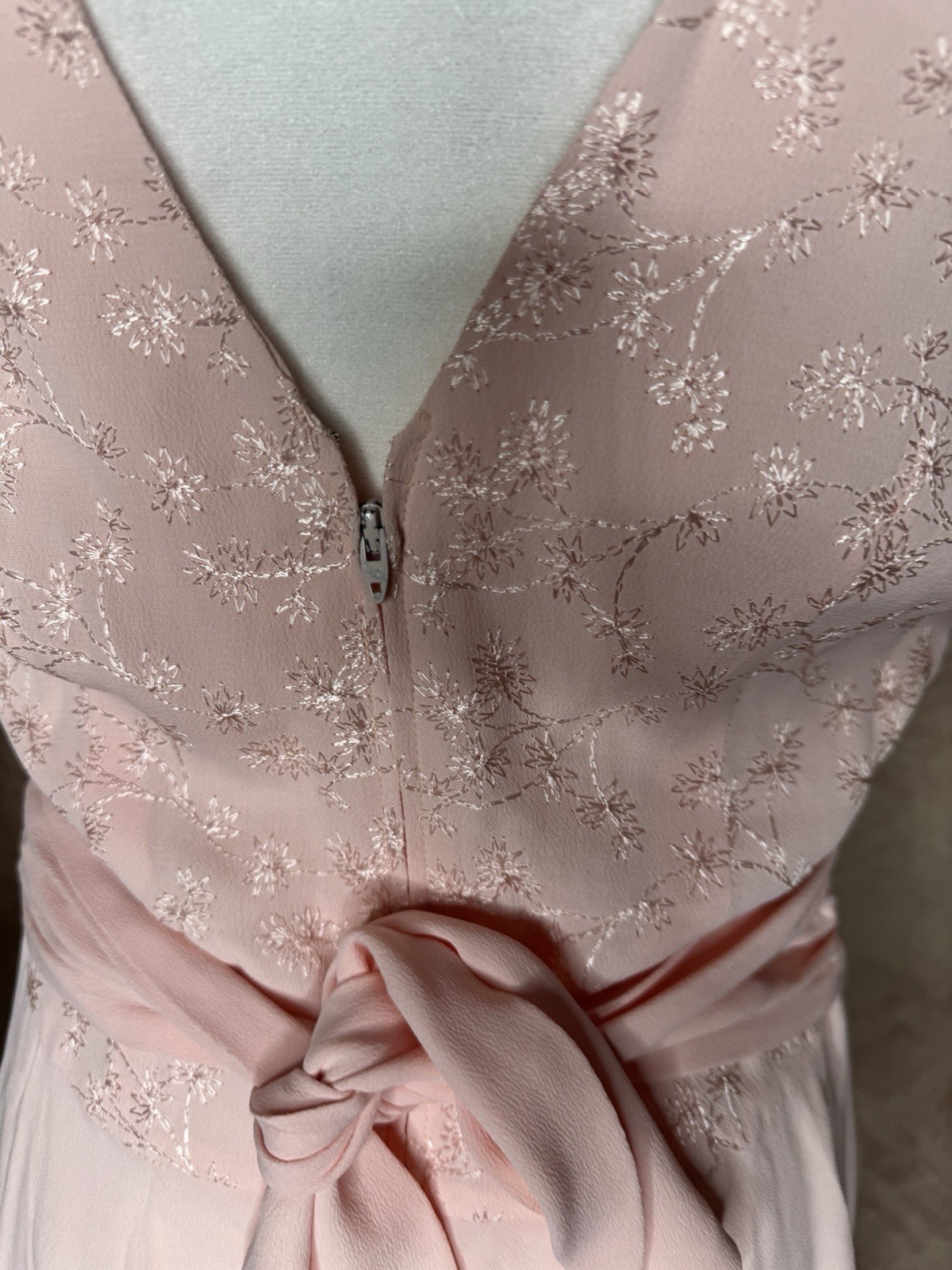 Vintage 80s S Donna Ricco Blush Pink Embroidered Maxi Dress Valentine Romantic