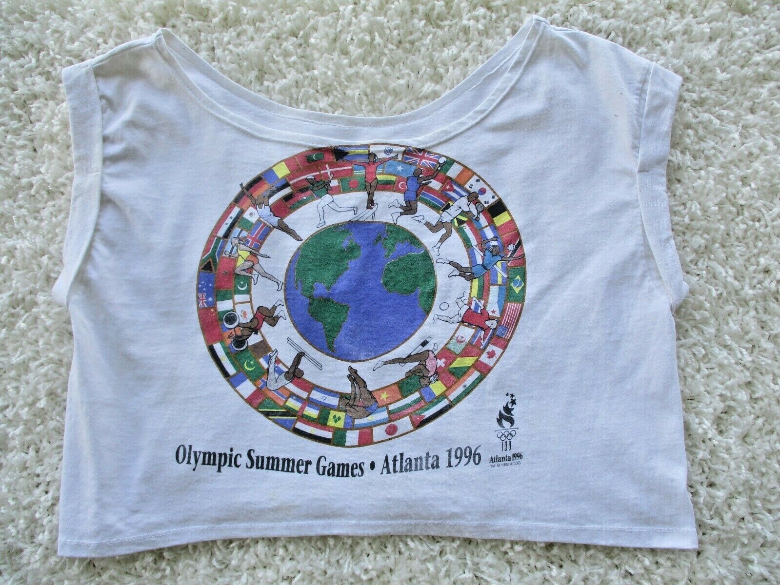 Vtg Olympics Centennial T-Shirt Atlanta USA ATL Georgia GA ’96 Crop Top