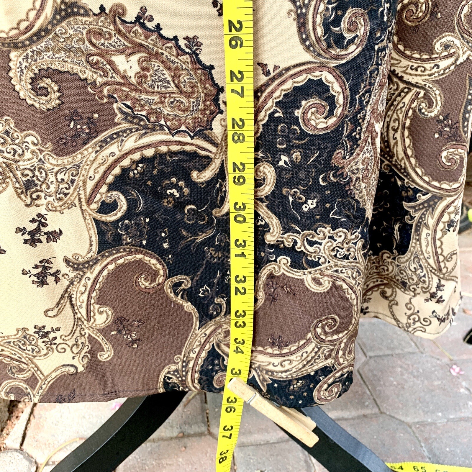 Skirt Brown Vintage Laura Scott Plus Size:16W Brown w/Black Swirl Multi-Print