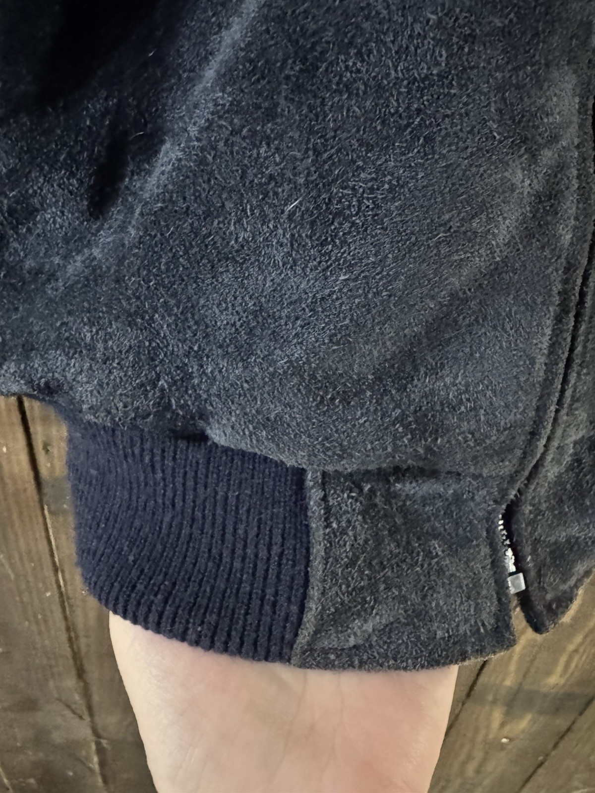 In Crowd By Celebration Jacket Dark Blue Heavy Vintage Suede Leather Sz Medium